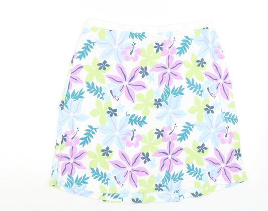 La vie Womens White Floral A-Line Skirt Size 14