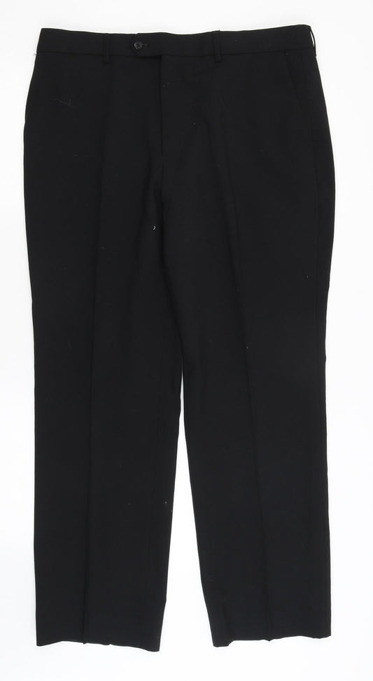 Mens UK Size 36 in Preworn Regular Fit Black Trousers