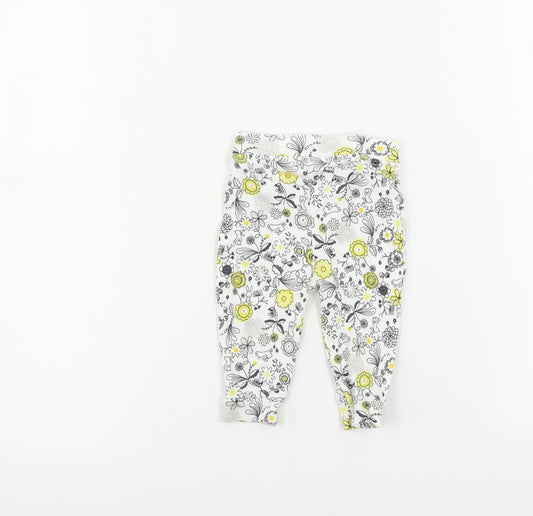 Nutmeg Girls White Floral Jogger Leggings Size 3-6 Months