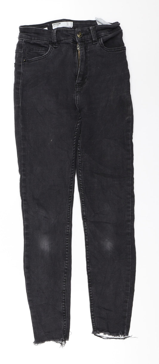 Womens UK Size 34 Bershka Regular Fit Skinny Black Jeans