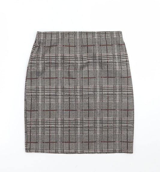 Dorothy Perkins Womens Brown Check A-Line Skirt Size 8