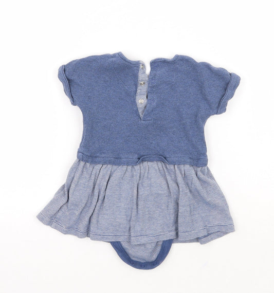 Mothercare Girls Blue Check Babygrow One-Piece Size 6-9 Months