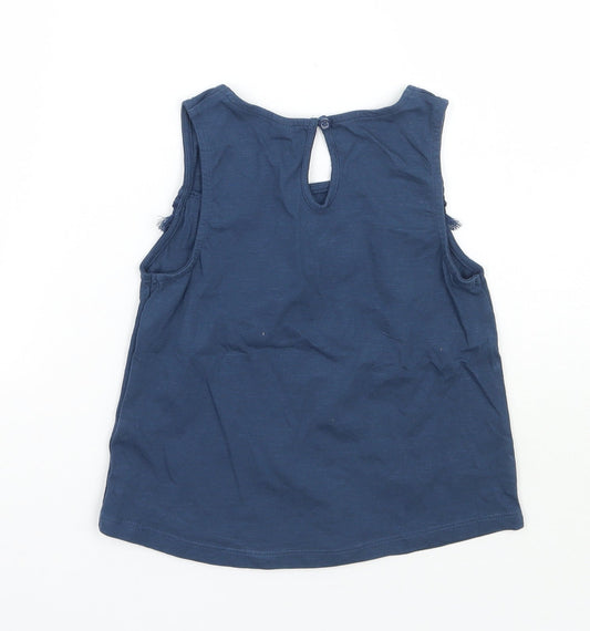TU Girls Blue Striped Basic Tank Size 8 Years