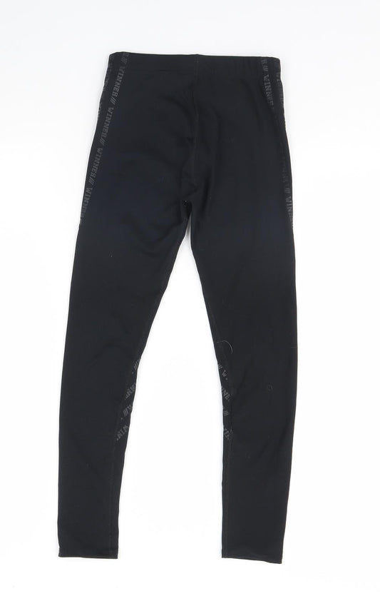m&s Girls Black Capri Trousers Size 8 Years