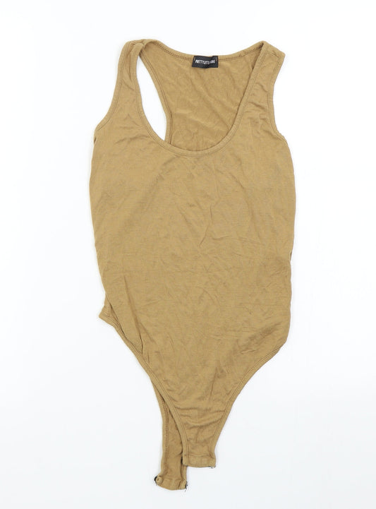 PRETTYLITTLETHING Womens Brown Bodysuit One-Piece Size 10