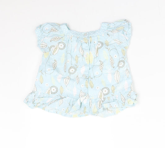 Matalan Girls Blue Floral Basic Blouse Size 3-6 Months