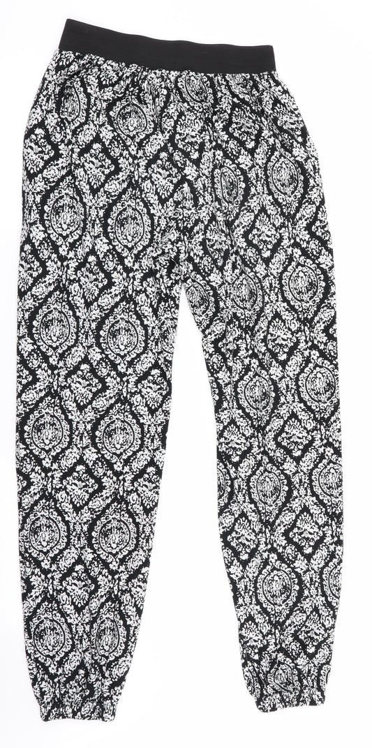 Mizami Womens Black Floral Jogger Trousers Size S L29 in