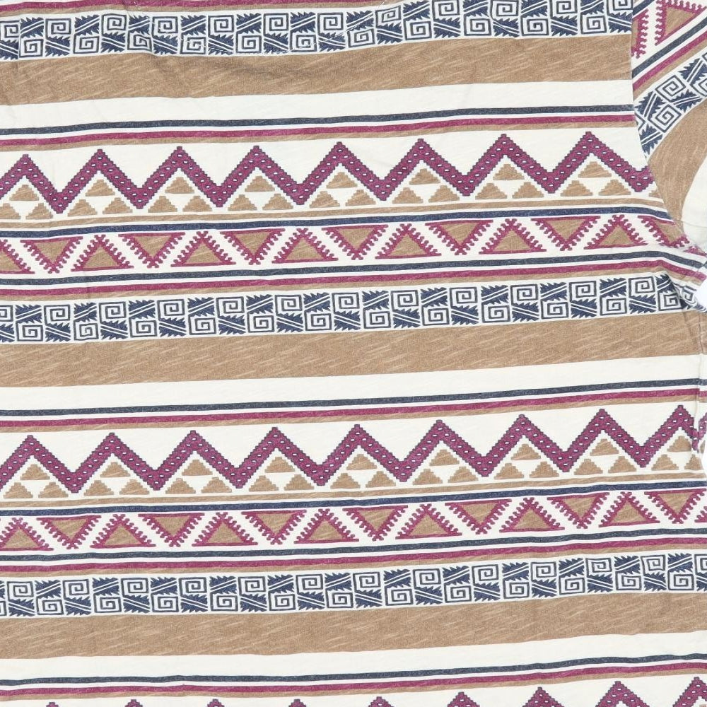 River Island Mens Brown Geometric Polo Size S