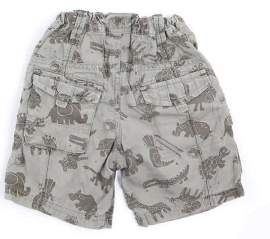NEXT Boys Green Animal Print Cargo Trousers Size 9-12 Months - alagator