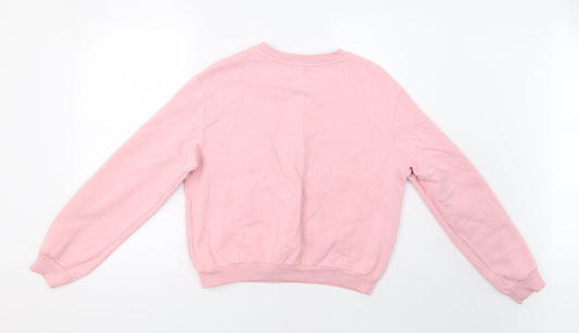 H&M Womens Pink Pullover Sweatshirt Size M - Rose Applique