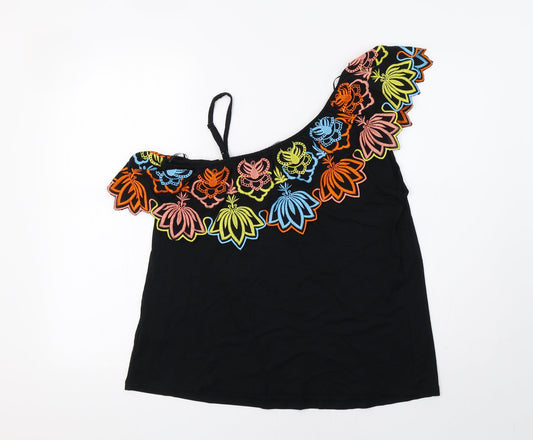 George Womens Black Floral Basic Blouse Size 12