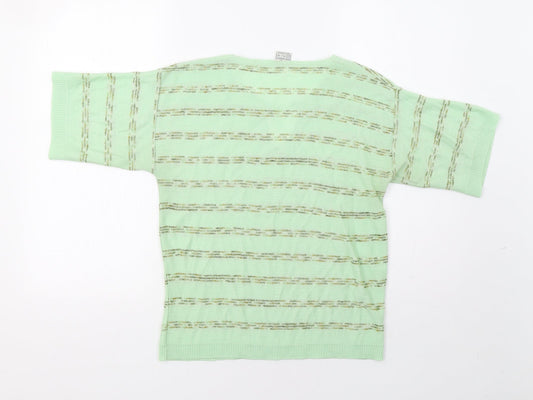 Delamare Womens Green Striped Pullover Jumper Size 12