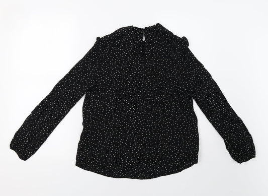 New Lok Womens Black Polka Dot Basic Blouse Size 8