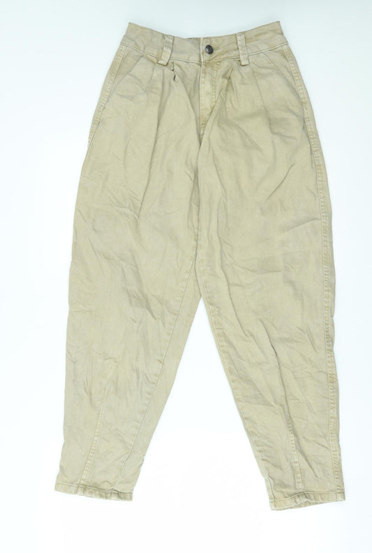 Womens UK Size 6 Bershka Regular Fit Tapered Beige Jeans