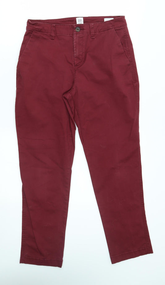 Womens UK Size 4 Gap Regular Fit Straight Red Jeans