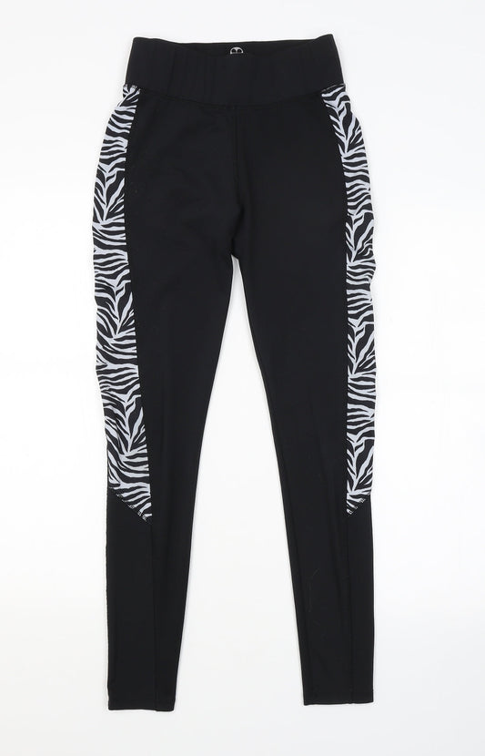 New Look Womens Black Animal Print Compression Leggings Size S L26 in