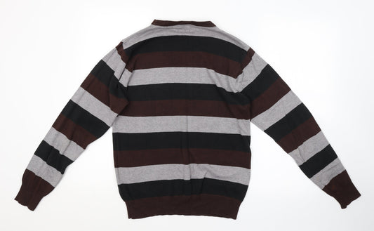 Cedar Wood State Mens Multicoloured Striped Pullover Jumper Size S