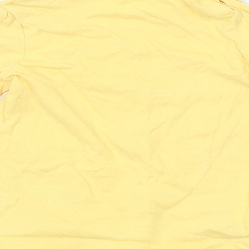 Brand and care label for Disney Baby Baby Yellow Basic T-Shirt, size 6-9, Months