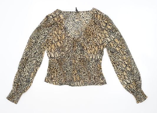 Womens UK Size 10 H&M Brown Basic Button-Up