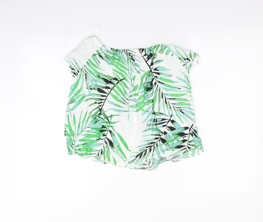 Primark Womens Green Basic T-Shirt Size 6 - Leaf print