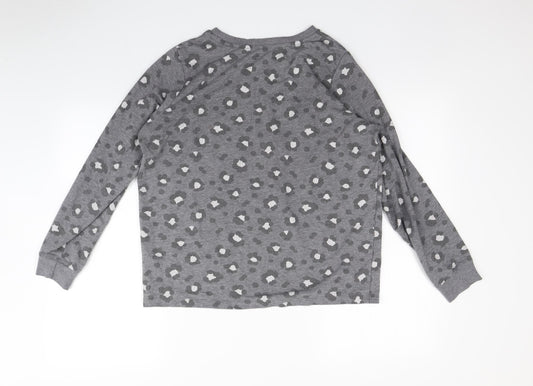 George Womens Grey Animal Print Basic T-Shirt Size 12