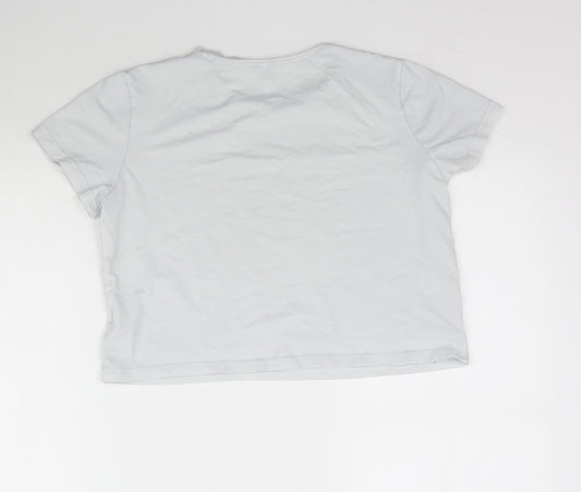 SheIn Womens Grey Cropped T-Shirt Size S - Light Grey / Blue