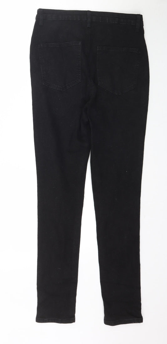 PRETTYLITTLETHING Womens Black Denim Skinny Jeans Size 10 L30 in