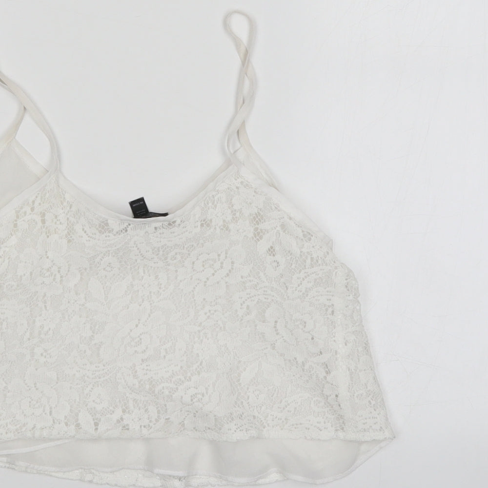 Top Shop Womens White Floral Basic Blouse Size 6
