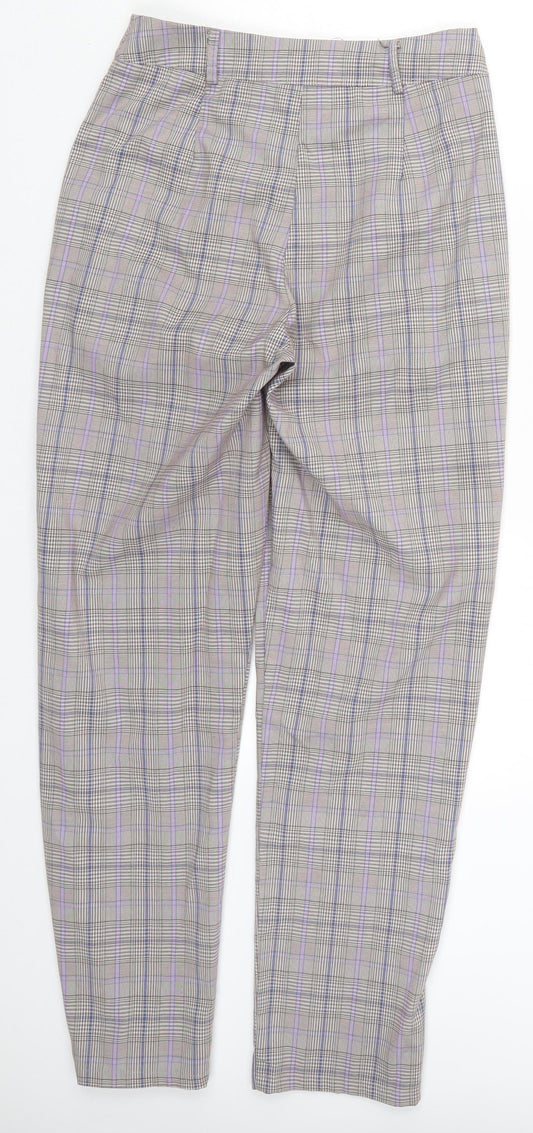 Nasty Gal Womens Purple Check Trousers Size 6 L28 in