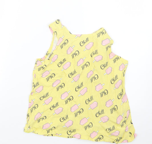 M&Co Girls Yellow Geometric Basic Tank Size 11-12 Years