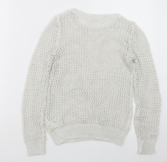 H&M Girls White Knit Pullover Jumper Size 9-10 Years