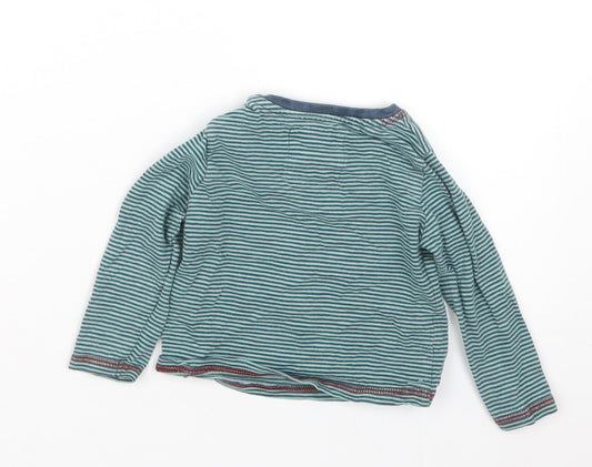 TU Boys Green Striped Basic T-Shirt Size 6-9 Months