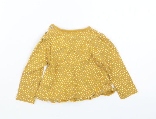 TU Girls Yellow Geometric Basic T-Shirt Size 3-6 Months