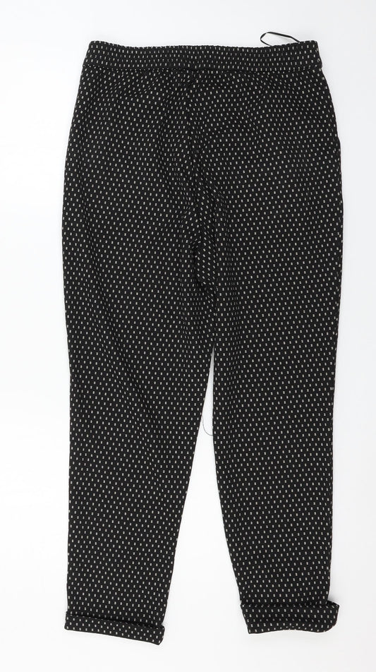 F&F Womens Black Check Trousers Size 14 L25 in