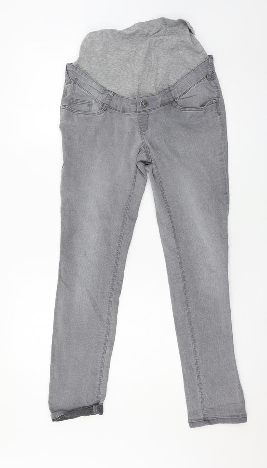 Additional front view of C&A women’s grey denim skinny jeans, size UK 8, 27-inch leg
