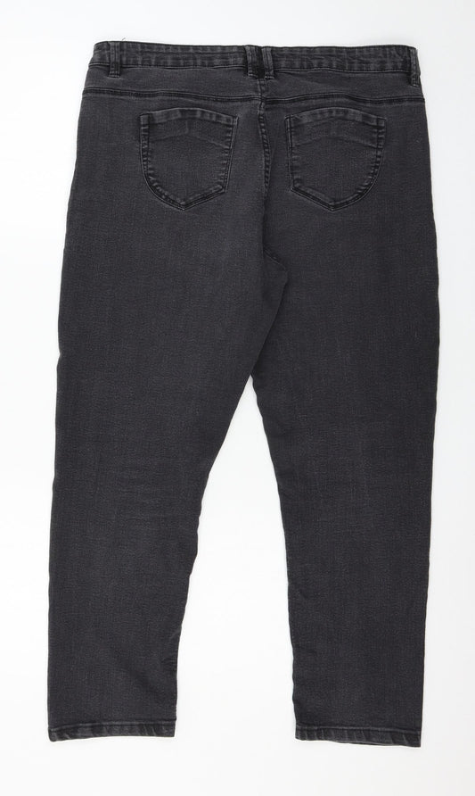 Denim & Co. Womens Grey Denim Skinny Jeans Size 14 L26 in