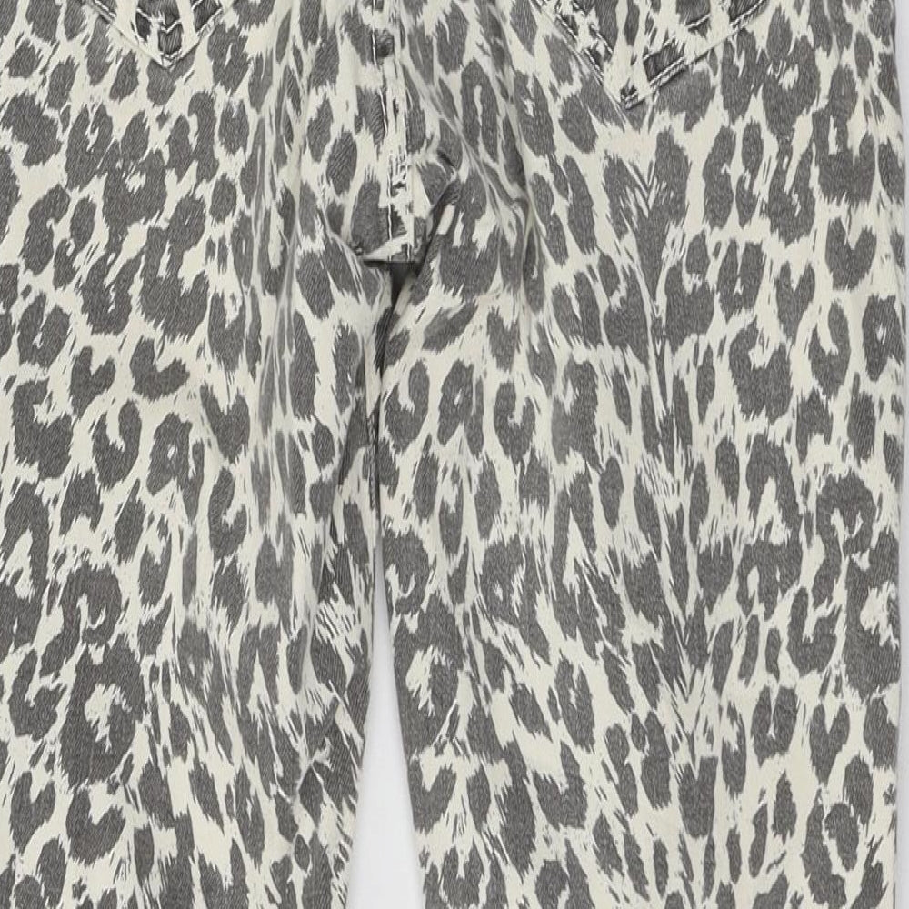 Mango Womens White Animal Print Denim Skinny Jeans Size 6 L25 in