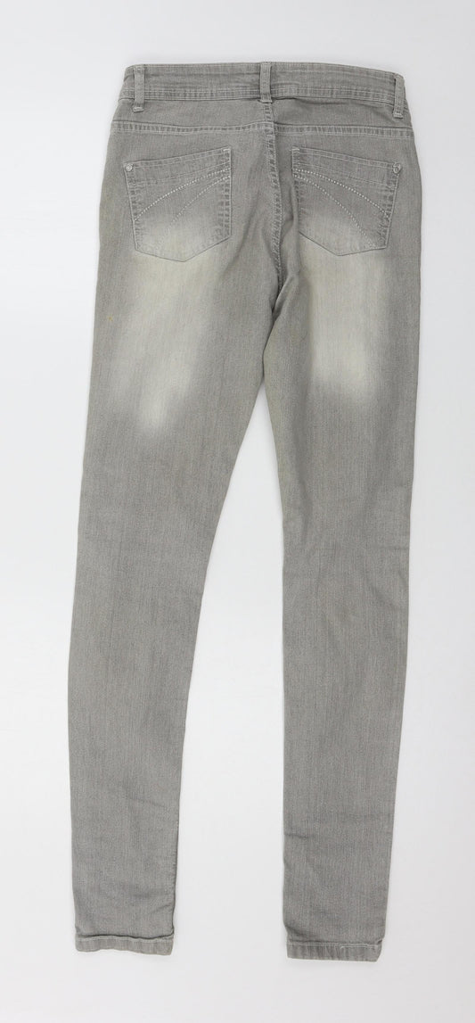 Denim & Co. Womens Grey Denim Skinny Jeans Size 10 L31 in