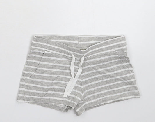 H&M Girls Grey Striped Sweat Shorts Size 8-9 Years