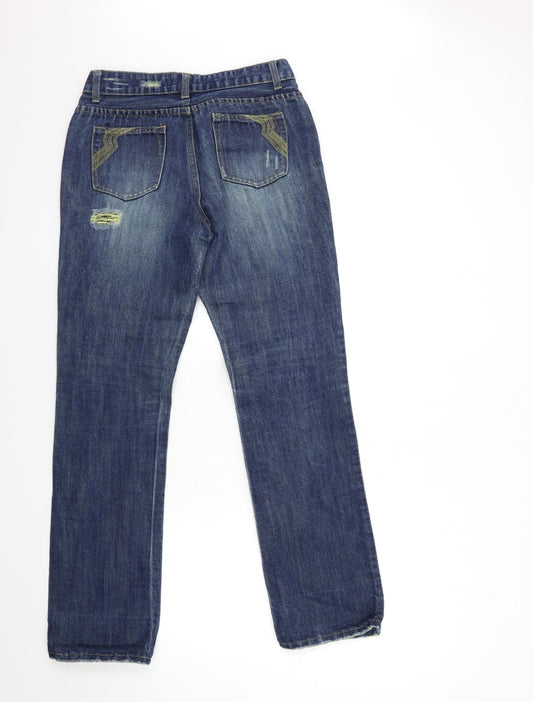 house of denim Womens Blue Denim Straight Jeans Size 10 L29 in