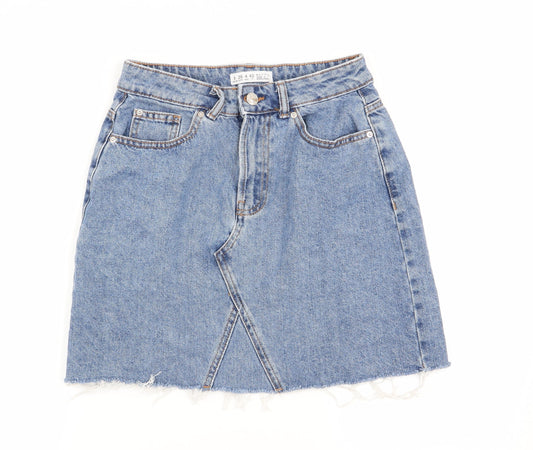 Additional front view of denim and co women’s blue flare skirt, size UK 8