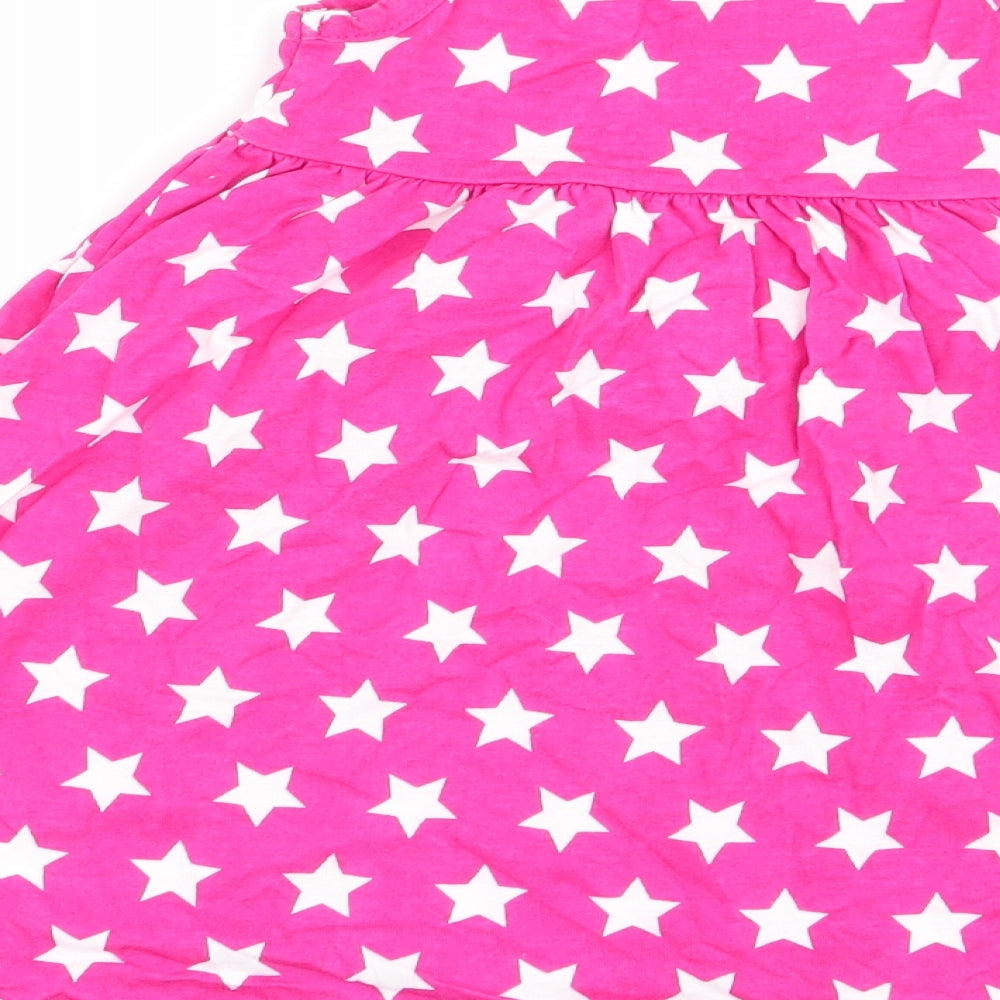 Brand and care label for Young Dimension girls’ pink geometric fit & flare, size 18-24, months