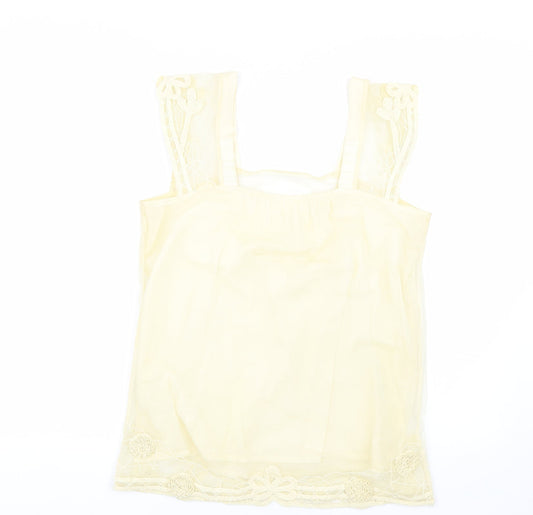 Womens UK Size M Preworn Yellow Basic Tank