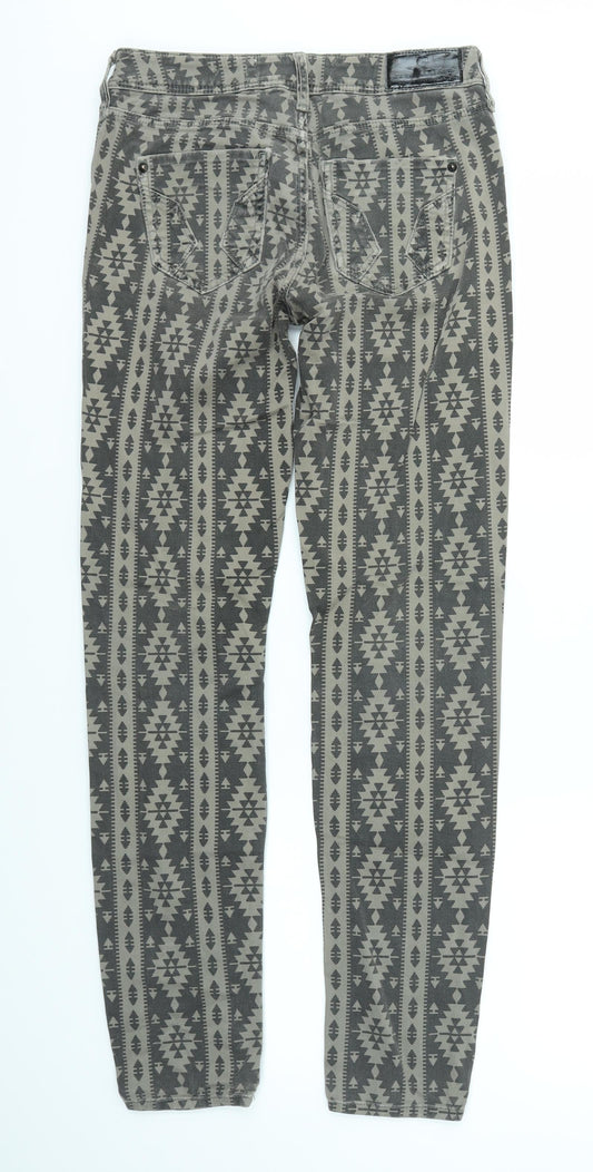 River Island Womens Brown Geometric Straight Jeans Size 8 L31 in