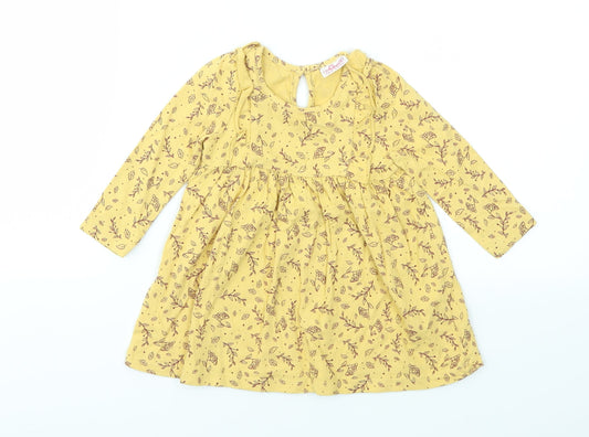 SO CUTE Girls Yellow Animal Print Fit & Flare Size 9-12 Months