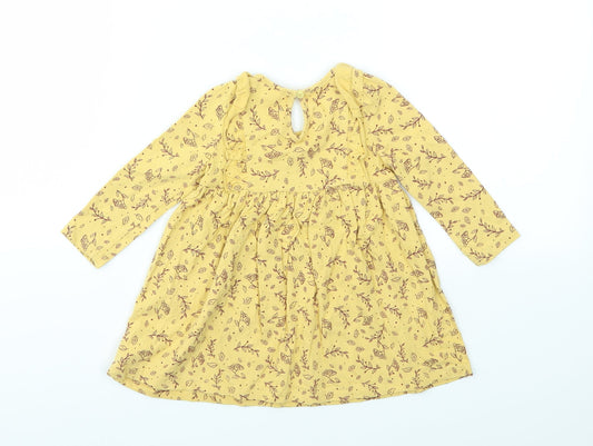 SO CUTE Girls Yellow Animal Print Fit & Flare Size 9-12 Months