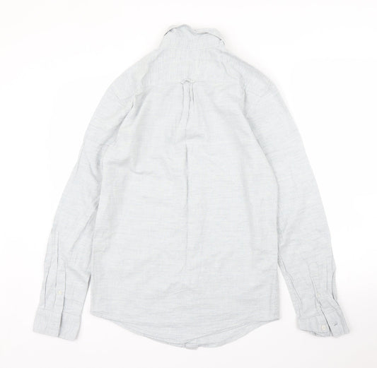 Mens UK Size S New Look Grey Button-Up Long Sleeve Casual Shirt