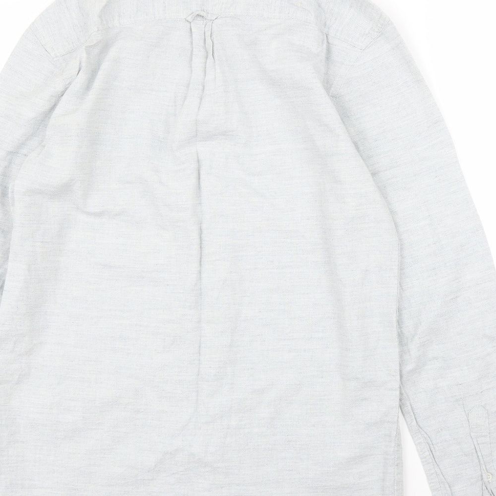 Mens UK Size S New Look Grey Button-Up Long Sleeve Casual Shirt