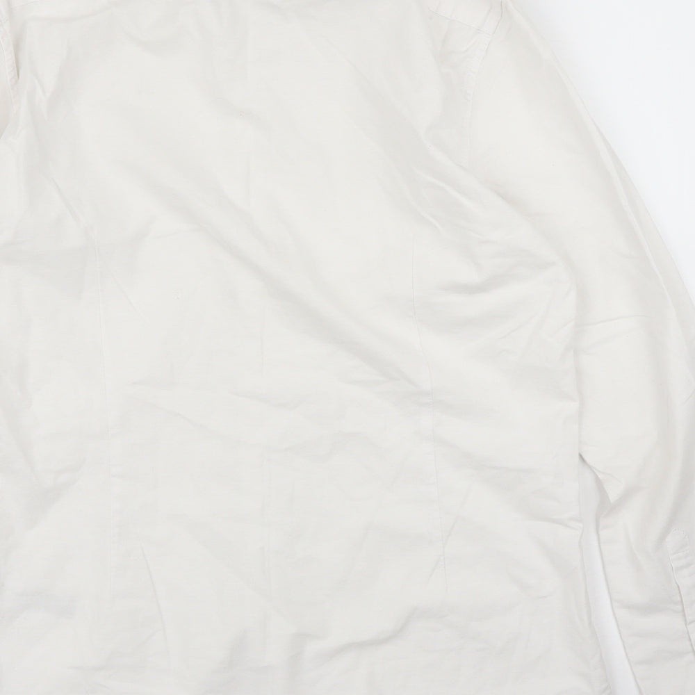 Mens UK Size S ASOS White Button-Up Long Sleeve Casual Shirt