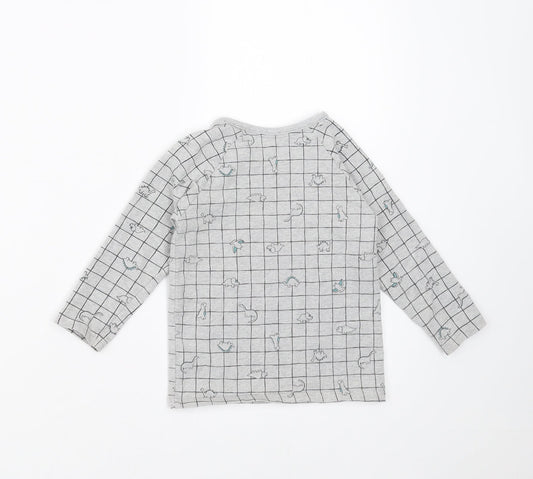 George Boys Grey Check Basic T-Shirt Size 12-18 Months - dinosaur